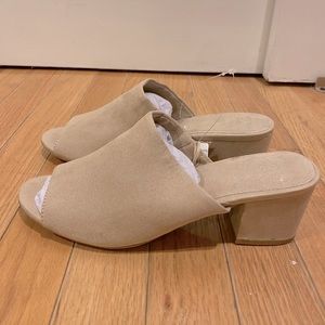 Gap factory faux suede mule heeled sandal NWT
